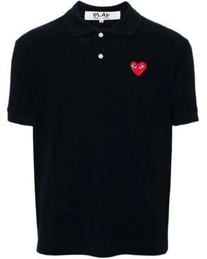Comme des Garçons Heart-Patch Polo Shirt - Black