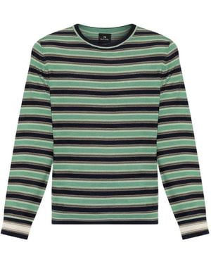 Paul Smith Striped-Pattern Wool Sweater - Green