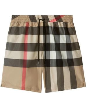 Burberry Checked Swim Shorts - Natural