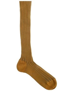 Gallo Ribbed Cotton Socks - Brown
