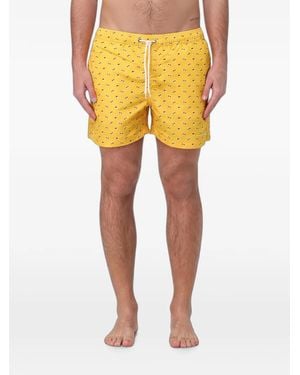 Brooksfield Geometric-Print Drawstring Swim Shorts - Yellow