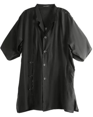 Yohji Yamamoto Graphic-Print Silk Shirt - Black