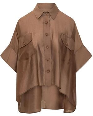 LE SULLY STUDIO Oversized Pocket Shirt - Brown