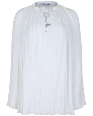 Lanvin Blouse Plissée À Col Noué - White