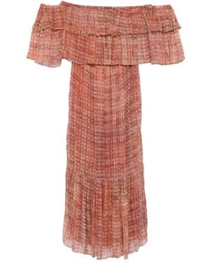 Ba&sh Schulterfreies Robbie Maxikleid mit Falten - Pink