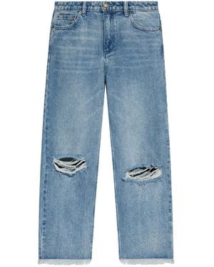 MICHAEL Michael Kors Distressed Straight-Leg Denim Jeans - Blue