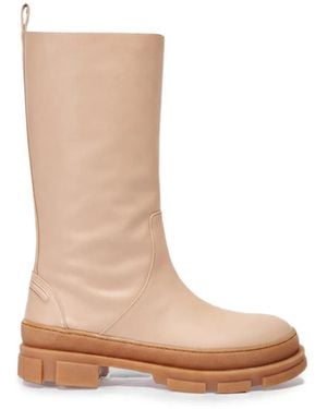 Bettina Vermillon Marie Lug-Sole Boots - White