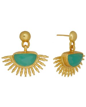 Ottoman Hands Sunrise Chalcedony Earrings - Metallic