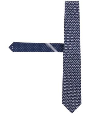 Ferragamo Geometric-Pattern Silk Tie - Blue