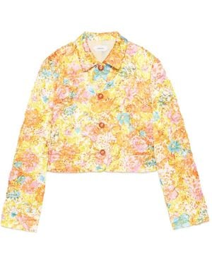 Versace Floral-Print Cropped Jacket - Metallic