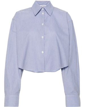 Acne Studios Striped Cropped Cotton Shirt - Blue