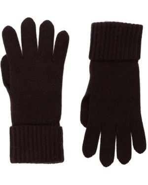 N.Peal Cashmere Ribbed-Cuff Cashmere Gloves - Black