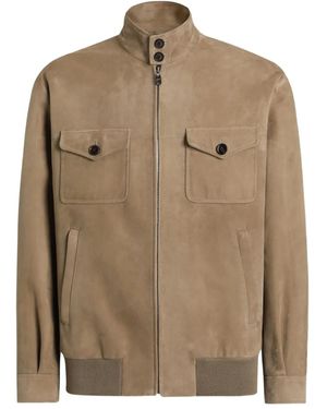 Dolce & Gabbana Chaqueta cremallera y bolsillos con solapa - Marrón