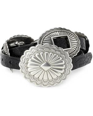 The Great X Stetson Embossed Concho Belt - Black