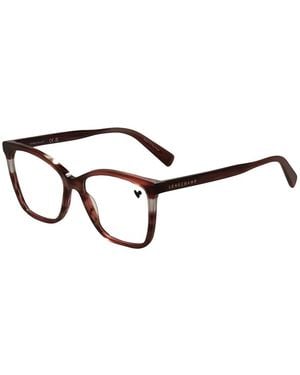 Longchamp Gestreifte Brille Mit Eckigem Gestell - Rot