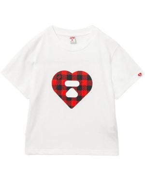 AAPE BY A BATHING AP Heart Motif Crew Neck T-Shirt - White