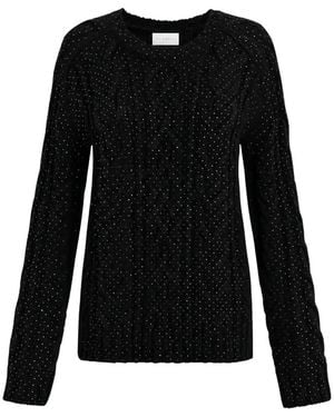 P.A.R.O.S.H. Kristallverzierter Pullover Mit Zopfmuster - Schwarz
