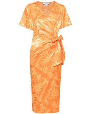 Never Fully Dressed Vienna Palm Print Dress - Orange