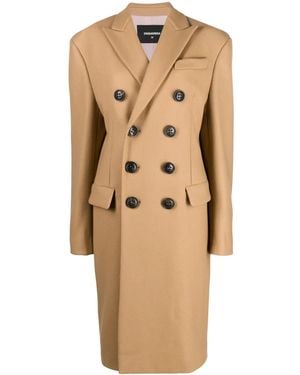 DSquared² Double-Breasted Coat - Natural