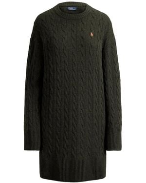 Polo Ralph Lauren Robe En Maille Torsadée À Manches Longues - Black