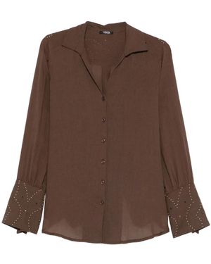 VENUJA Embellished-Cuff Shirt - Brown