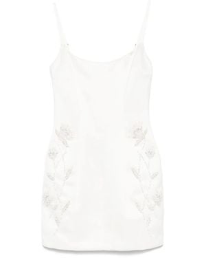 Elisabetta Franchi フローラル サテンミニドレス - ホワイト