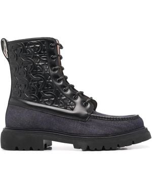 Ferragamo Botas militares Gancini - Negro
