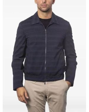 Verri Plaid-Pattern Zip-Up Jacket - Blue