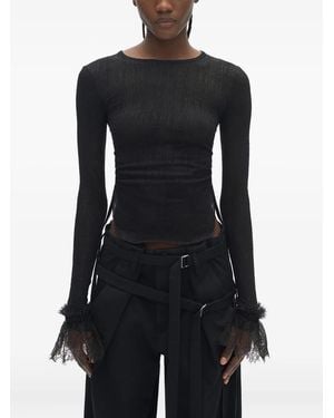 Ann Demeulemeester レースディテール トップ - ブラック