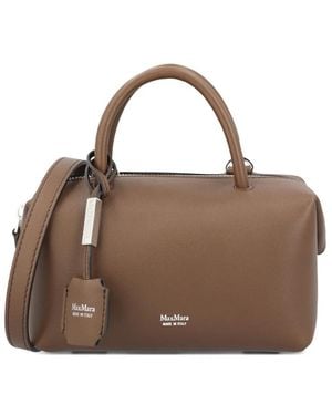 Max Mara Holdalls padlock-detail leather tote bag - Braun