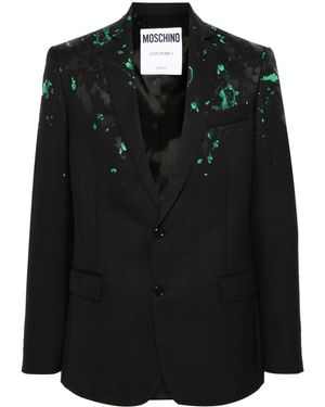 Moschino Blazer Con Effetto Vernice - Nero