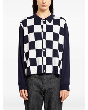 Second/Layer Checkered Cardigan - Blue