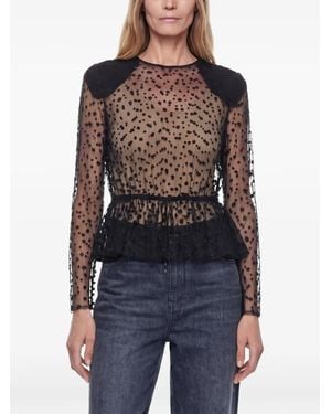 Chloé Dot-Print Peplum Blouse - Black