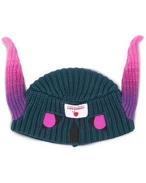 Charles Jeffrey Horn-Detail Knit Beanie - Blue