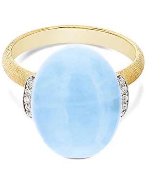 Nanis 18Kt Geelgouden Ring Met Aquamarijn En Diamant - Blauw