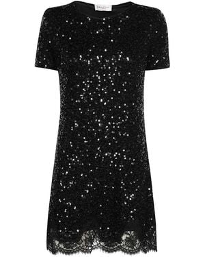 Ermanno Scervino Sequin-Embellishment Lace-Trimmed Mini Dress - Black