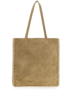 Prada Große Schultertasche Aus Wildleder - Natur