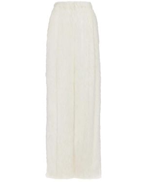 Oscar de la Renta Fringed Fil-Coup� Wide-Leg Trousers - White