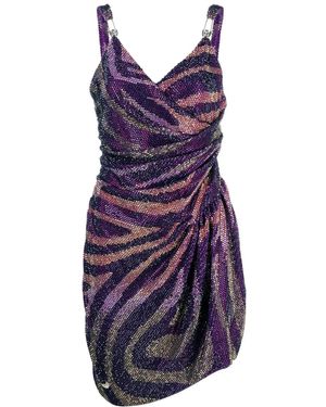 Philipp Plein Crystal-Embellished Zebra-Print Dress - Purple