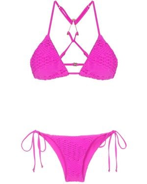Amir Slama Woven-Design Triangle Bikini - Purple