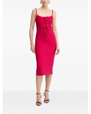 Hervé Léger Alicia Bow Midi Dress - Red