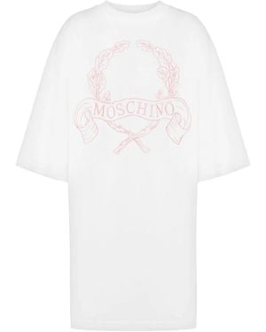 Moschino Logo-Embroidered Mini Dress - White