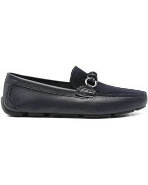 Ferragamo Leather Gancini Loafers - Blue