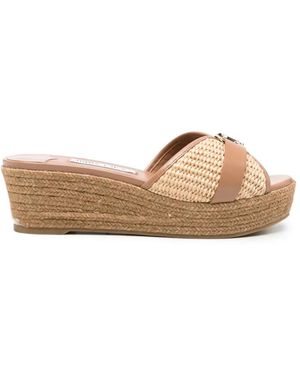 Jimmy Choo Backless Rope Wedge Sandal With 50Mm Heel And Jc Hardware - Natural