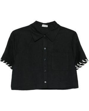 Jonathan Simkhai Short-Sleeve Chest-Pocket Shirt - Black