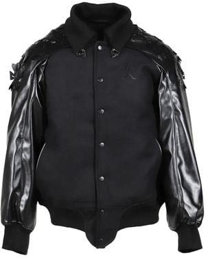 JUNTAE KIM Flower-Embellished Bomber Jacket - Black