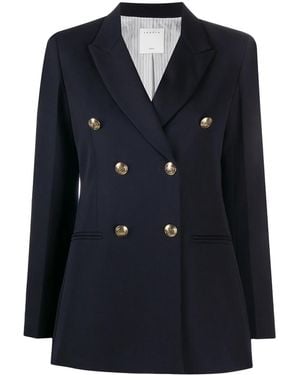 Sandro Double-Breasted Stretch-Crepe Blazer - Blue
