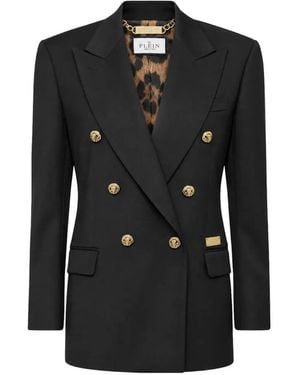 Philipp Plein Satin Marine Fit Blazer - Black