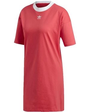 adidas Trefoil Logo-Print Dress - Red