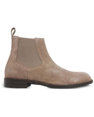BOSS Suede Chelsea Boots With Elasticated Panels - Brown